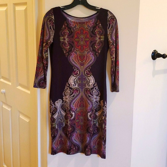 Long sleeve, multi color, multi print mini dress - Picture 1 of 4